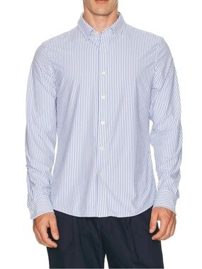 Rhone Men's L Blue and White Stripe Button-Down Shirt